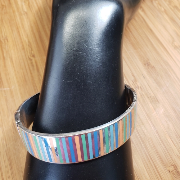 Vintage Adrienne Vittadini Sterling Silver Enamel Heavy Bangle Bracelet 80 gr - Picture 7 of 13